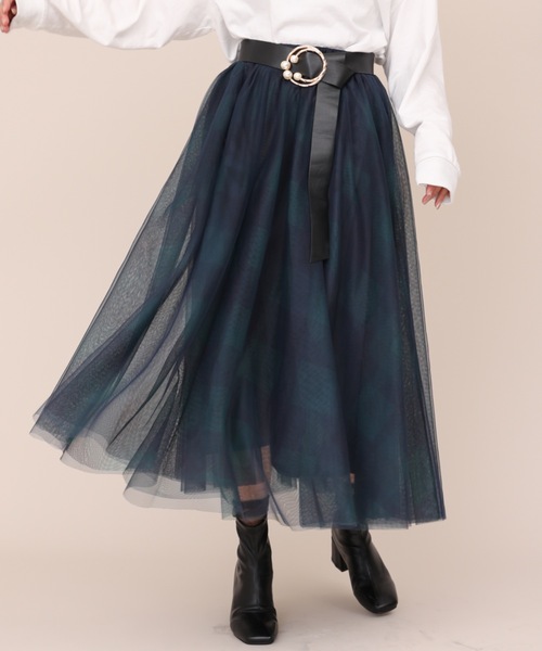 ap retro（アプレトロ）の「チェックチュールスカート【ZOZO限定アイテム】（スカート・レディース・ブラウン/グリーン/グレー・FREE）」の3枚目の写真