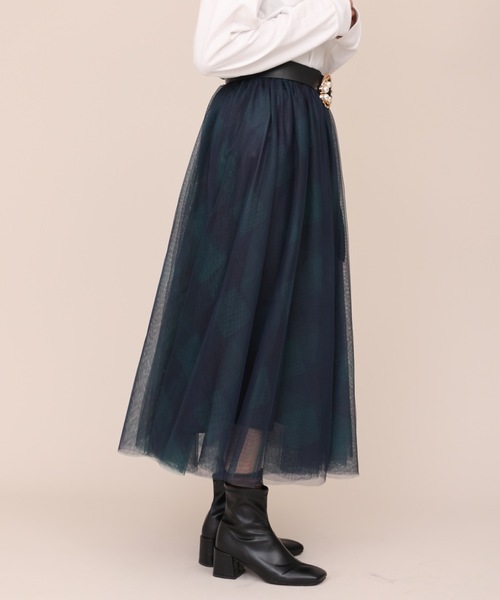 ap retro（アプレトロ）の「チェックチュールスカート【ZOZO限定アイテム】（スカート・レディース・ブラウン/グリーン/グレー・FREE）」の9枚目の写真