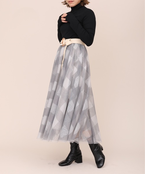 ap retro（アプレトロ）の「チェックチュールスカート【ZOZO限定アイテム】（スカート・レディース・ブラウン/グリーン/グレー・FREE）」の11枚目の写真