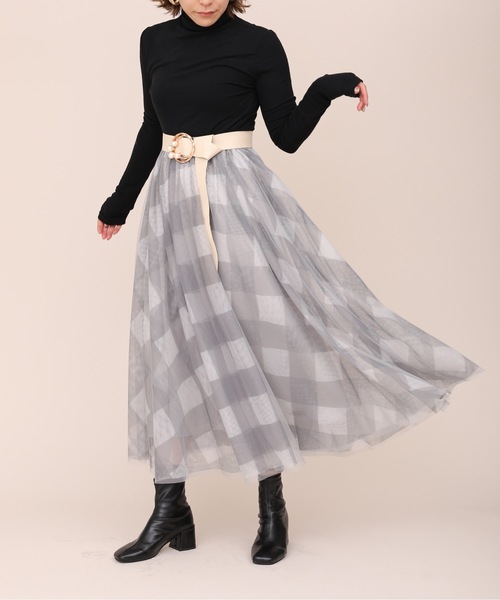 ap retro（アプレトロ）の「チェックチュールスカート【ZOZO限定アイテム】（スカート・レディース・ブラウン/グリーン/グレー・FREE）」の21枚目の写真