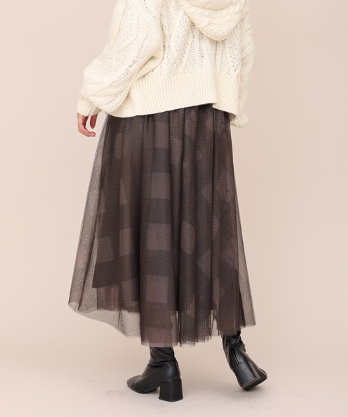 ap retro（アプレトロ）の「チェックチュールスカート【ZOZO限定アイテム】（スカート・レディース・ブラウン/グリーン/グレー・FREE）」の7枚目の写真