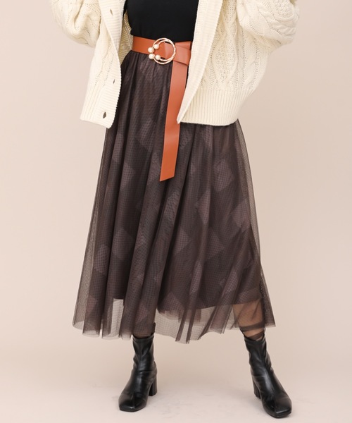 ap retro（アプレトロ）の「チェックチュールスカート【ZOZO限定アイテム】（スカート・レディース・ブラウン/グリーン/グレー・FREE）」の12枚目の写真