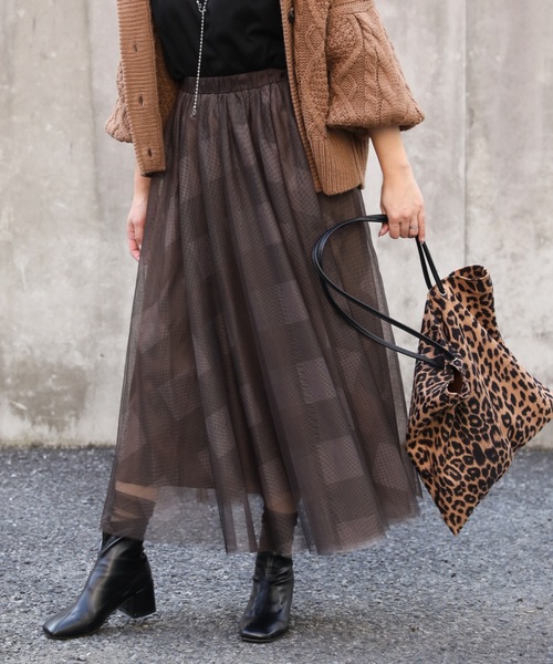 ap retro（アプレトロ）の「チェックチュールスカート【ZOZO限定アイテム】（スカート・レディース・ブラウン/グリーン/グレー・FREE）」の22枚目の写真