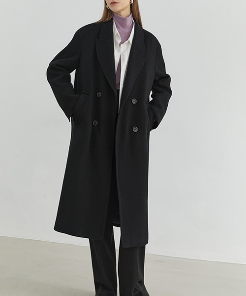 Fano Studios（ファノ ストゥディオズ）の「【Fano Studios】Oversized double breasted batting chester coat FD20W182（チェスターコート・レディース・ブラック/ホワイト・M/S/L）」の3枚目の写真