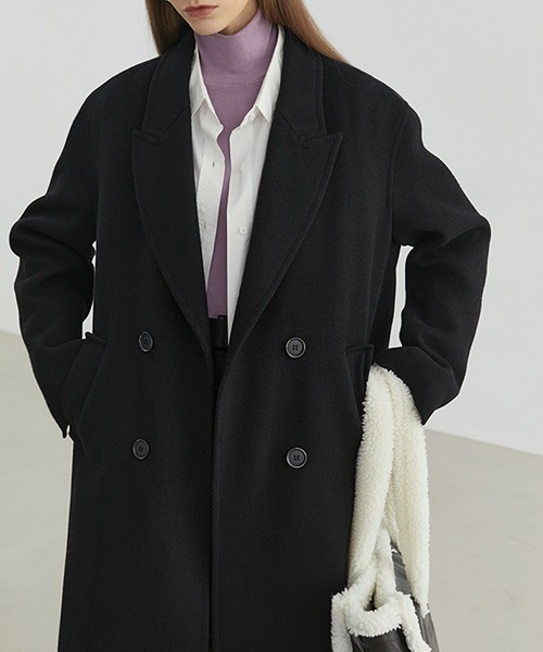 Fano Studios（ファノ ストゥディオズ）の「【Fano Studios】Oversized double breasted batting chester coat FD20W182（チェスターコート・レディース・ブラック/ホワイト・M/S/L）」の6枚目の写真