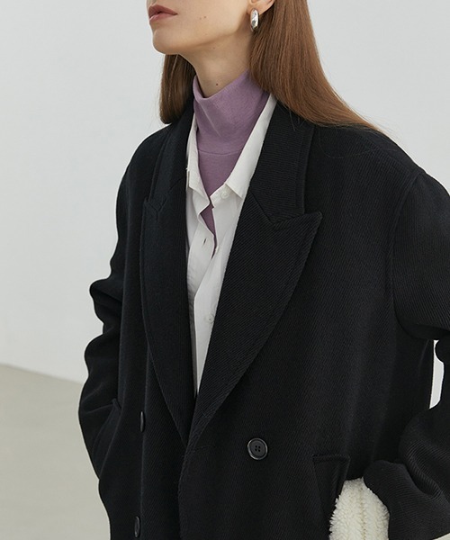 Fano Studios（ファノ ストゥディオズ）の「【Fano Studios】Oversized double breasted batting chester coat FD20W182（チェスターコート・レディース・ブラック/ホワイト・M/S/L）」の9枚目の写真