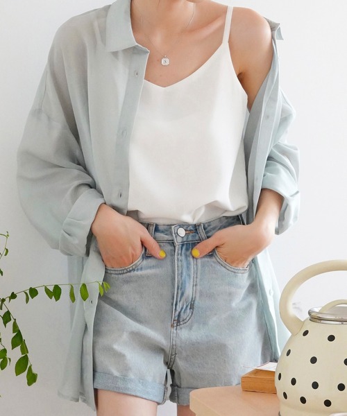 Mayree（メイリー）の「【Mayree】シアー オーバーサイズブラウス/ シアーブラウス（シャツ/ブラウス・レディース・ブラック/オフホワイト/ミント/モカ/ライトベージュ・FREE）」の5枚目の写真