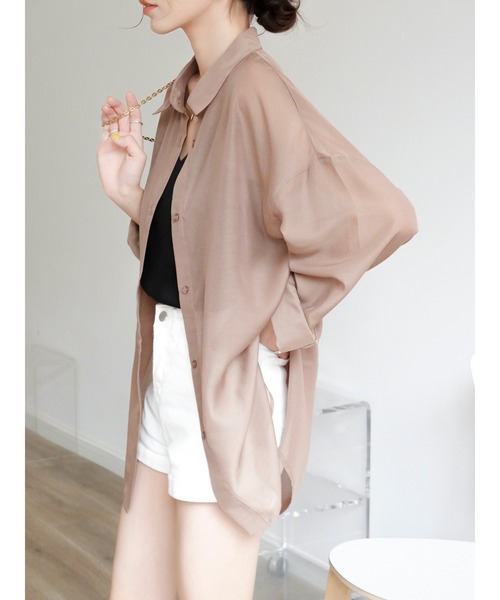 Mayree（メイリー）の「【Mayree】シアー オーバーサイズブラウス/ シアーブラウス（シャツ/ブラウス・レディース・ブラック/オフホワイト/ミント/モカ/ライトベージュ・FREE）」の17枚目の写真