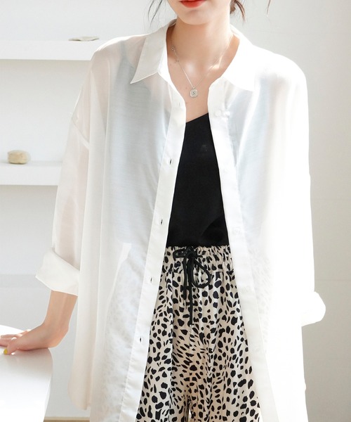 Mayree（メイリー）の「【Mayree】シアー オーバーサイズブラウス/ シアーブラウス（シャツ/ブラウス・レディース・ブラック/オフホワイト/ミント/モカ/ライトベージュ・FREE）」の20枚目の写真