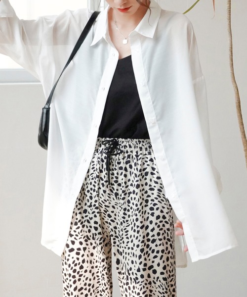 Mayree（メイリー）の「【Mayree】シアー オーバーサイズブラウス/ シアーブラウス（シャツ/ブラウス・レディース・ブラック/オフホワイト/ミント/モカ/ライトベージュ・FREE）」の21枚目の写真