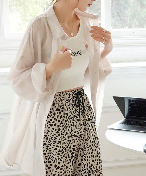 Mayree（メイリー）の「【Mayree】シアー オーバーサイズブラウス/ シアーブラウス（シャツ/ブラウス・レディース・ブラック/オフホワイト/ミント/モカ/ライトベージュ・FREE）」の9枚目の写真