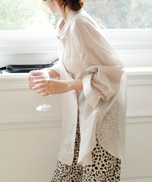 Mayree（メイリー）の「【Mayree】シアー オーバーサイズブラウス/ シアーブラウス（シャツ/ブラウス・レディース・ブラック/オフホワイト/ミント/モカ/ライトベージュ・FREE）」の16枚目の写真