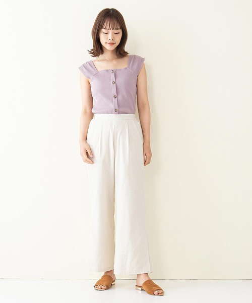 INNOCENT BLUE(イノセントブルー)の「【innocent blue/イノセントブルー】フロントボタンキャミソール カットテレコリブ ストレッチ性 肩にタック(キャミソール・レディース・アイボリー/ブラック/ラベンダー/ライトベージュ・MEDIUM)」の15枚目の写真