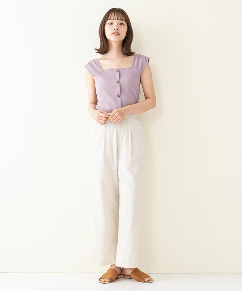 INNOCENT BLUE(イノセントブルー)の「【innocent blue/イノセントブルー】フロントボタンキャミソール カットテレコリブ ストレッチ性 肩にタック(キャミソール・レディース・アイボリー/ブラック/ラベンダー/ライトベージュ・MEDIUM)」の17枚目の写真
