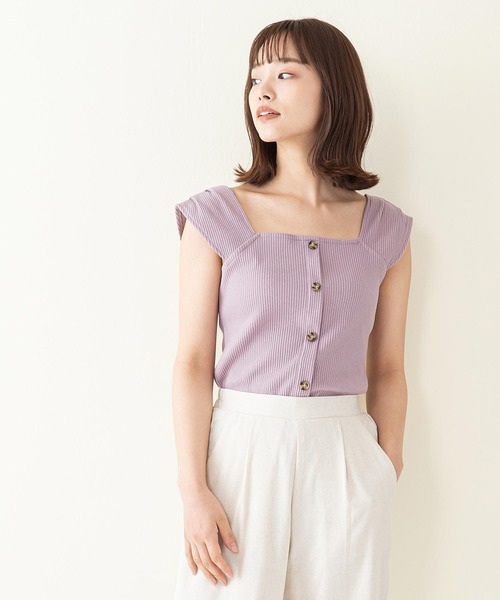 INNOCENT BLUE(イノセントブルー)の「【innocent blue/イノセントブルー】フロントボタンキャミソール カットテレコリブ ストレッチ性 肩にタック(キャミソール・レディース・アイボリー/ブラック/ラベンダー/ライトベージュ・MEDIUM)」の18枚目の写真