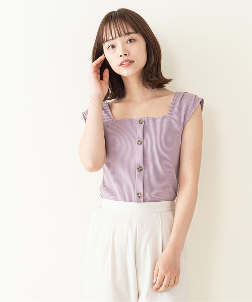 INNOCENT BLUE(イノセントブルー)の「【innocent blue/イノセントブルー】フロントボタンキャミソール カットテレコリブ ストレッチ性 肩にタック(キャミソール・レディース・アイボリー/ブラック/ラベンダー/ライトベージュ・MEDIUM)」の19枚目の写真