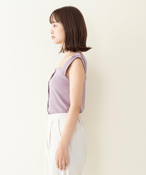 INNOCENT BLUE(イノセントブルー)の「【innocent blue/イノセントブルー】フロントボタンキャミソール カットテレコリブ ストレッチ性 肩にタック(キャミソール・レディース・アイボリー/ブラック/ラベンダー/ライトベージュ・MEDIUM)」の20枚目の写真