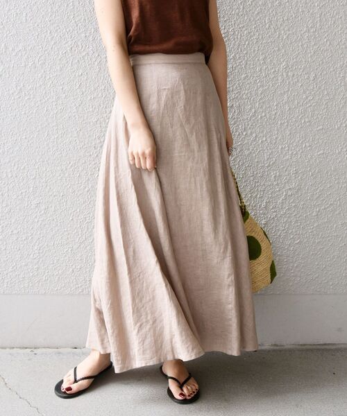 SHIPS（シップス）の「【WEB限定】リネンヘムフレアスカート◇（スカート・レディース・ブラック/ベージュ/ブラウン/ライトグリーン・SMALL/MEDIUM/LARGE）」の8枚目の写真