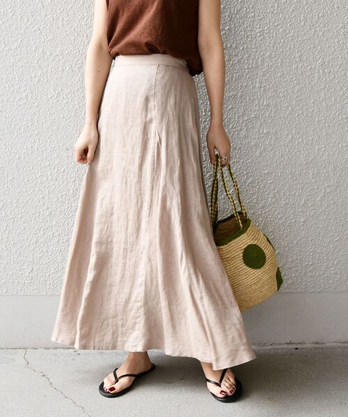 SHIPS（シップス）の「【WEB限定】リネンヘムフレアスカート◇（スカート・レディース・ブラック/ベージュ/ブラウン/ライトグリーン・SMALL/MEDIUM/LARGE）」の9枚目の写真