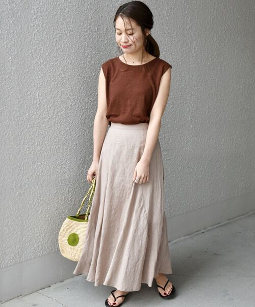 SHIPS（シップス）の「【WEB限定】リネンヘムフレアスカート◇（スカート・レディース・ブラック/ベージュ/ブラウン/ライトグリーン・SMALL/MEDIUM/LARGE）」の11枚目の写真