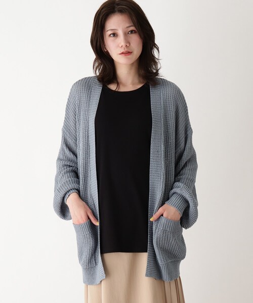 SHOO・LA・RUE（シューラルー）の「◆リネンタッチざっくり編みカーディガン（カーディガン/ボレロ・レディース・チャコールグレー/ピンク/ライトグリーン/ライトオレンジ系/ブルー/サンドベージュ/アイボリー/ナチュラル・00）」の6枚目の写真