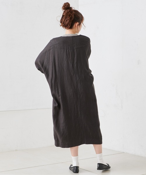 PUAL CE CIN（ピュアルセシン）の「麻レーヨンツイルコート（ノーカラーコート・レディース・ベージュ/グレー/スミクロ・FREE）」の11枚目の写真