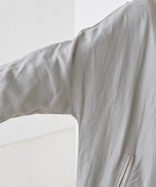 PUAL CE CIN（ピュアルセシン）の「麻レーヨンツイルコート（ノーカラーコート・レディース・ベージュ/グレー/スミクロ・FREE）」の12枚目の写真