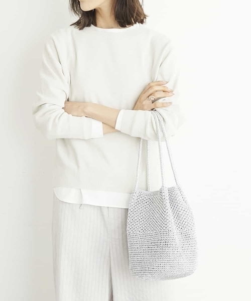 MK MICHEL KLEIN（エムケーミッシェルクラン）の「メタルメッシュ巾着型バッグ（トートバッグ・レディース・ゴールド/チャコールグレー/シルバー・00）」の3枚目の写真