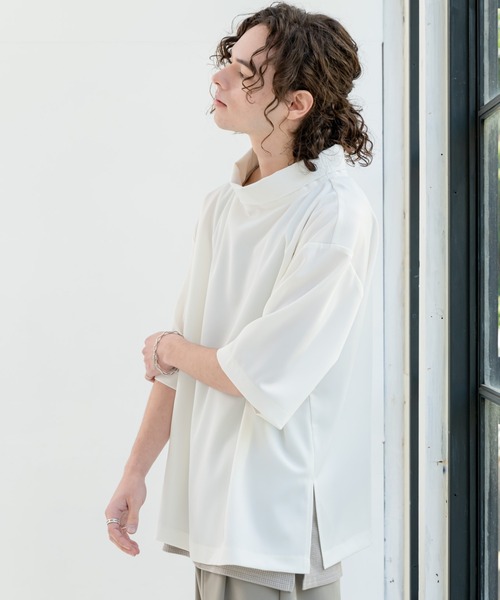 CASPER JOHN(キャスパージョン)の「High Drape Off-Turtle Big T/ハイドレープオフタートルビッグT(Tシャツ/カットソー・メンズ・ホワイト/ブラック/ネイビー/オリーブ・SMALL/MEDIUM)」の2枚目の写真