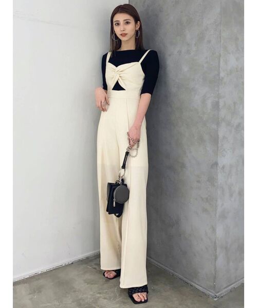 EMODA（エモダ）の「アシンメトリーツイストオールインワン（つなぎ/オールインワン・レディース・ブラック/グレー/アイボリー・FREE）」の20枚目の写真