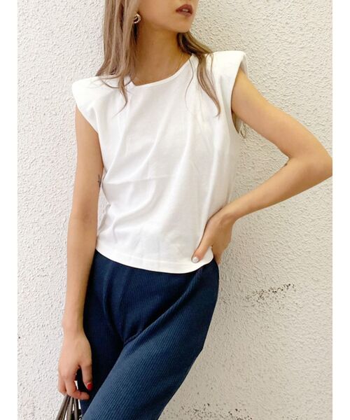 GYDA（ジェイダ）の「SHOULDER PADS タンク（Tシャツ/カットソー・レディース・チャコールグレー/パープル/オフホワイト・FREE）」の2枚目の写真