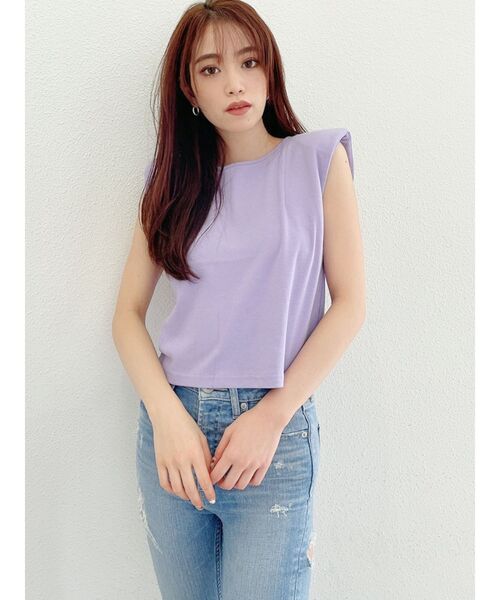 GYDA（ジェイダ）の「SHOULDER PADS タンク（Tシャツ/カットソー・レディース・チャコールグレー/パープル/オフホワイト・FREE）」の10枚目の写真