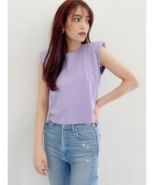 GYDA（ジェイダ）の「SHOULDER PADS タンク（Tシャツ/カットソー・レディース・チャコールグレー/パープル/オフホワイト・FREE）」の12枚目の写真