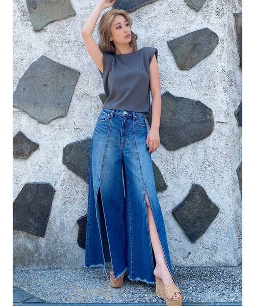 GYDA（ジェイダ）の「SHOULDER PADS タンク（Tシャツ/カットソー・レディース・チャコールグレー/パープル/オフホワイト・FREE）」の14枚目の写真