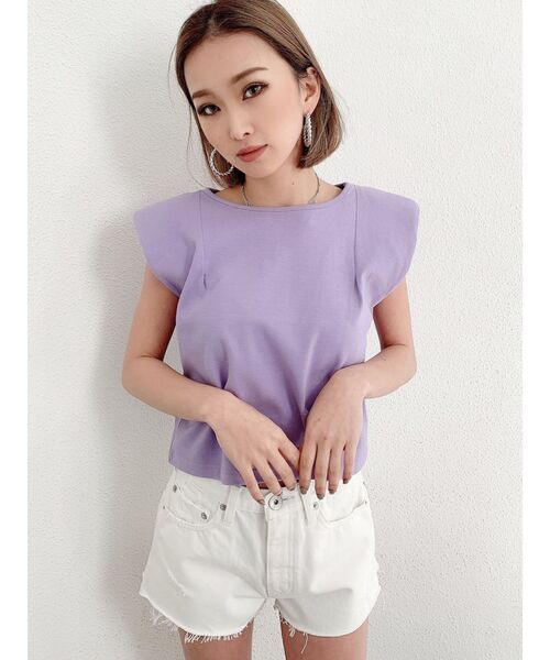 GYDA（ジェイダ）の「SHOULDER PADS タンク（Tシャツ/カットソー・レディース・チャコールグレー/パープル/オフホワイト・FREE）」の15枚目の写真