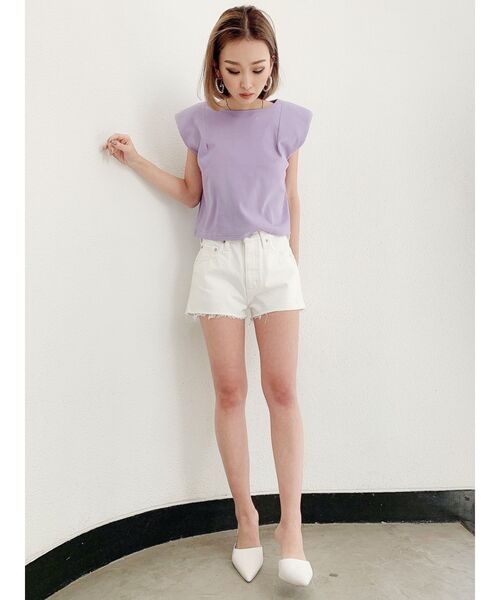 GYDA（ジェイダ）の「SHOULDER PADS タンク（Tシャツ/カットソー・レディース・チャコールグレー/パープル/オフホワイト・FREE）」の18枚目の写真