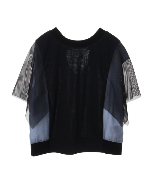 alcali（アルカリ）の「フレアーメッシュ袖トップス（Tシャツ/カットソー・レディース・マジェンタ/ライトグレー/ブラック・FREE）」の2枚目の写真