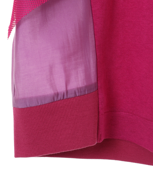 alcali（アルカリ）の「フレアーメッシュ袖トップス（Tシャツ/カットソー・レディース・マジェンタ/ライトグレー/ブラック・FREE）」の6枚目の写真