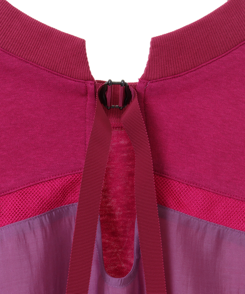 alcali（アルカリ）の「フレアーメッシュ袖トップス（Tシャツ/カットソー・レディース・マジェンタ/ライトグレー/ブラック・FREE）」の8枚目の写真