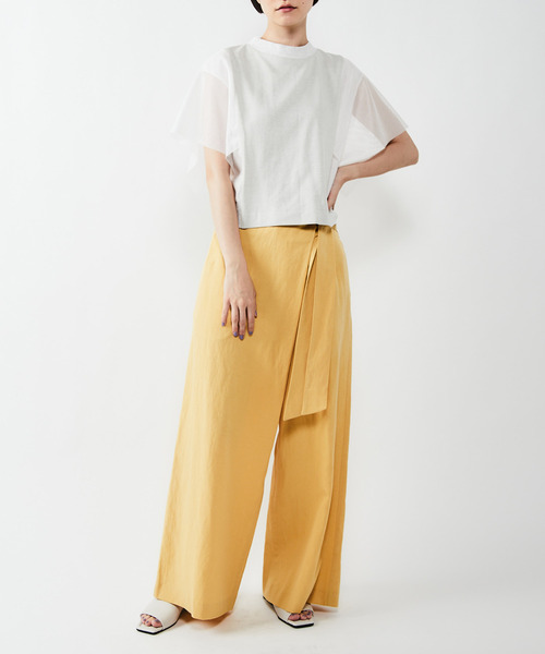 alcali（アルカリ）の「フレアーメッシュ袖トップス（Tシャツ/カットソー・レディース・マジェンタ/ライトグレー/ブラック・FREE）」の11枚目の写真