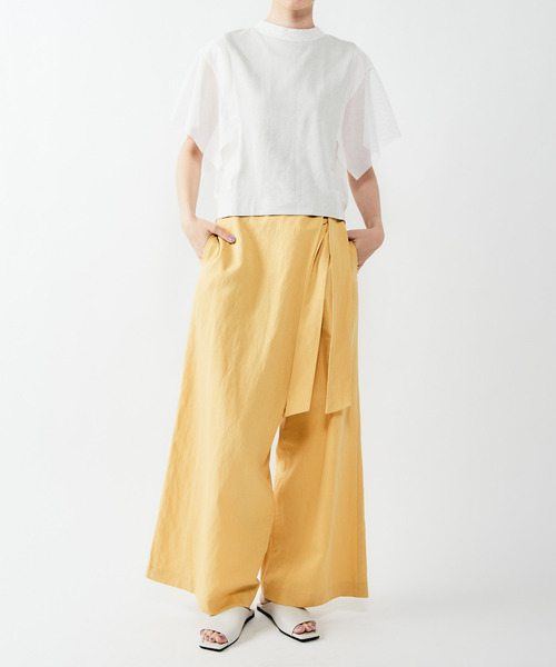 alcali（アルカリ）の「フレアーメッシュ袖トップス（Tシャツ/カットソー・レディース・マジェンタ/ライトグレー/ブラック・FREE）」の12枚目の写真