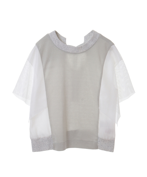 alcali（アルカリ）の「フレアーメッシュ袖トップス（Tシャツ/カットソー・レディース・マジェンタ/ライトグレー/ブラック・FREE）」の13枚目の写真