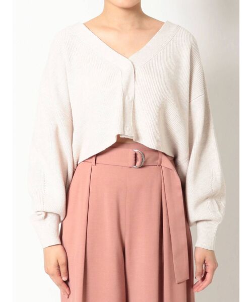 MERCURYDUO(マーキュリーデュオ)の「片畔2WAYクロップドニットカーディガン(カーディガン/ボレロ・レディース・ブラウン/アイボリー・FREE)」の11枚目の写真