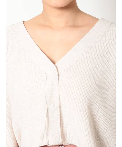 MERCURYDUO(マーキュリーデュオ)の「片畔2WAYクロップドニットカーディガン(カーディガン/ボレロ・レディース・ブラウン/アイボリー・FREE)」の10枚目の写真