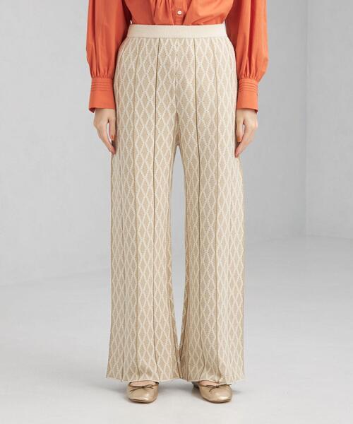 green label relaxing(グリーンレーベルリラクシング)の「ジャカード プリーツ ニット パンツ(その他パンツ・レディース・オリーブ/ナチュラル・FREE)」の3枚目の写真