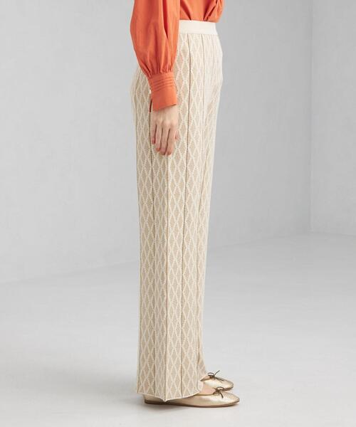 green label relaxing(グリーンレーベルリラクシング)の「ジャカード プリーツ ニット パンツ(その他パンツ・レディース・オリーブ/ナチュラル・FREE)」の4枚目の写真
