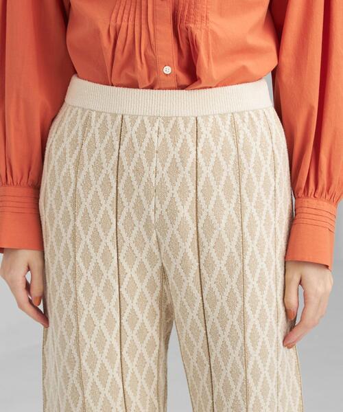 green label relaxing(グリーンレーベルリラクシング)の「ジャカード プリーツ ニット パンツ(その他パンツ・レディース・オリーブ/ナチュラル・FREE)」の6枚目の写真