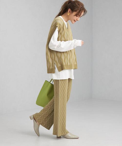 green label relaxing(グリーンレーベルリラクシング)の「ジャカード プリーツ ニット パンツ(その他パンツ・レディース・オリーブ/ナチュラル・FREE)」の10枚目の写真