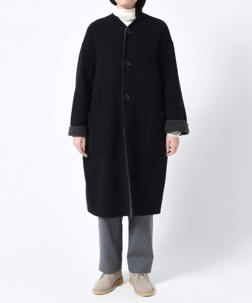LE GLAZIK（ルグラジック）の「LE GLAZIK/ル グラジック　リバーシブルカラーレスコート　REVERSIBLE COLLARLESS COAT #JL-8982MRW（ノーカラーコート・レディース・ブラック/ベージュ・36）」の4枚目の写真