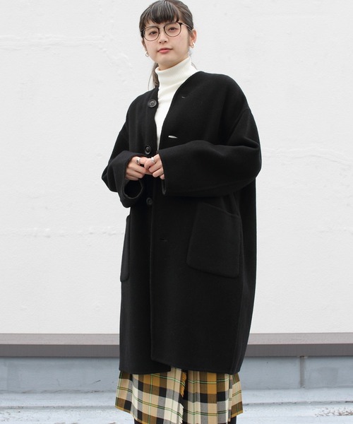 LE GLAZIK（ルグラジック）の「LE GLAZIK/ル グラジック　リバーシブルカラーレスコート　REVERSIBLE COLLARLESS COAT #JL-8982MRW（ノーカラーコート・レディース・ブラック/ベージュ・36）」の17枚目の写真